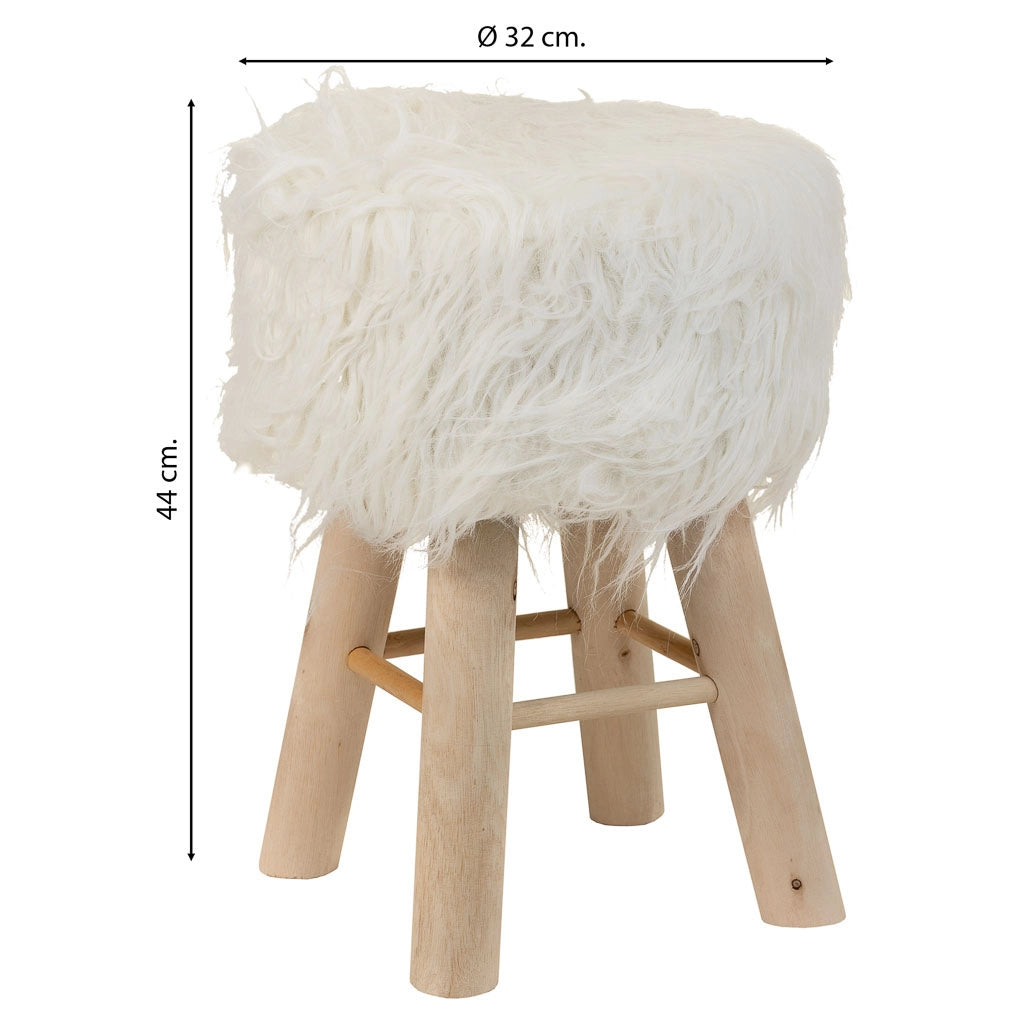 Sgabello in legno rivestito in tessuto bianco 32x32x44h