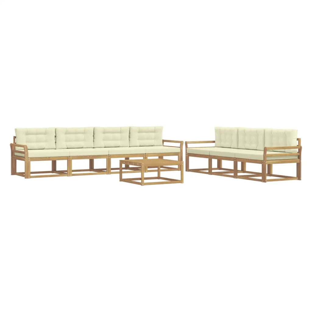 Set di divani da esterno con cuscino 7 pcs Bianco e Crema