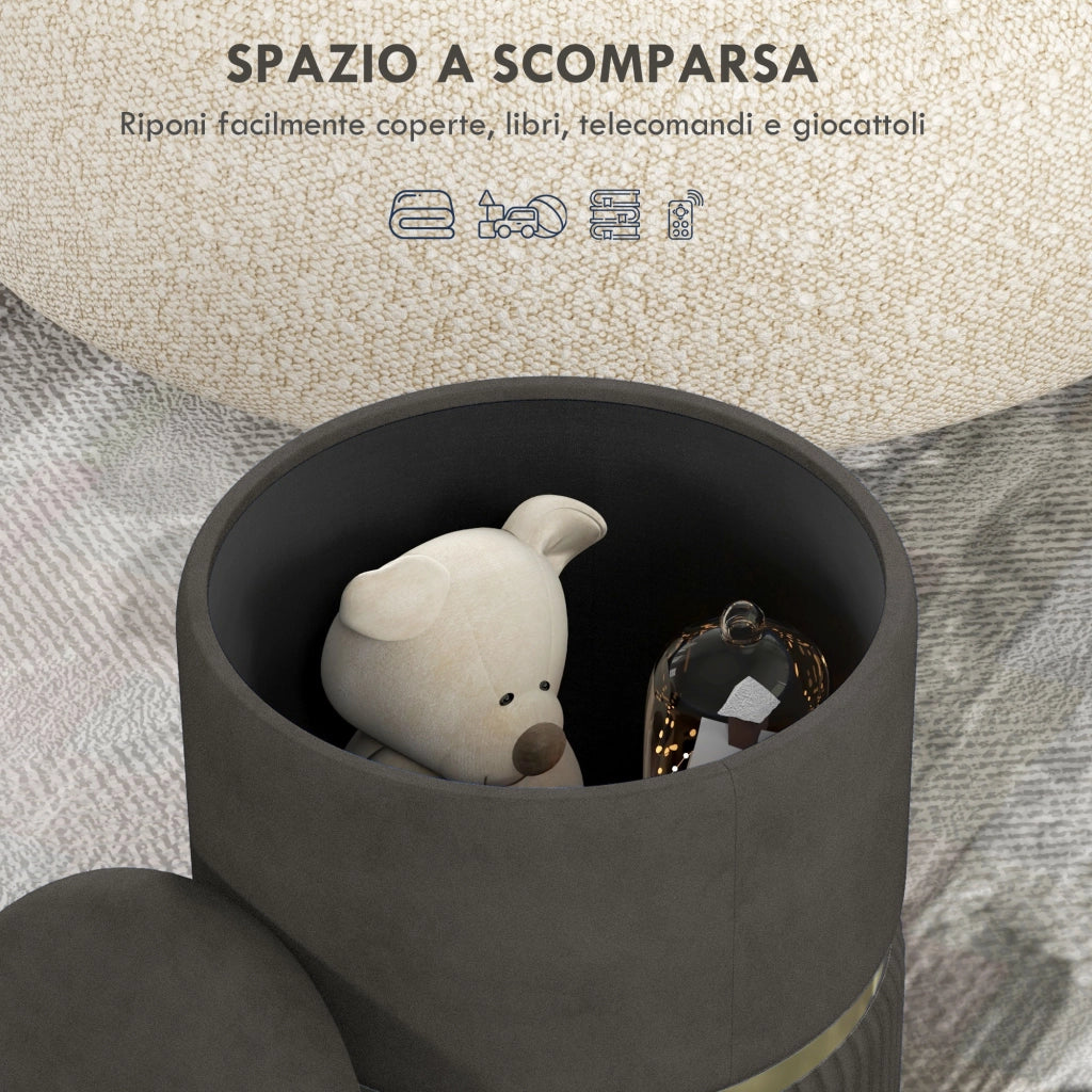 Pouf Contenitore ¨C Zephmum ¨C Grigio 36x36x44 cm