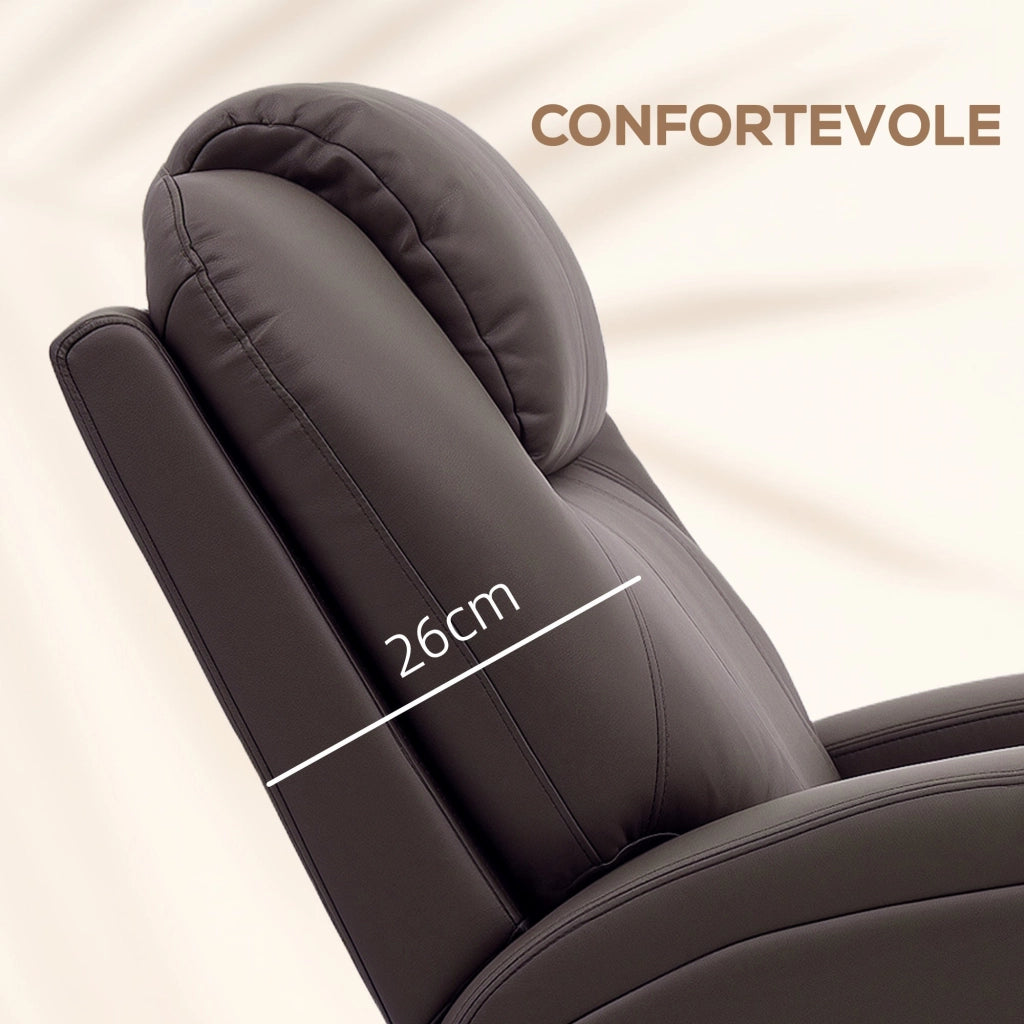 Poltrona Relax Massaggiante Reclinabile con 8 Punti Massaggio e 5 Modalità 84x92x109 cm Marrone Scuro