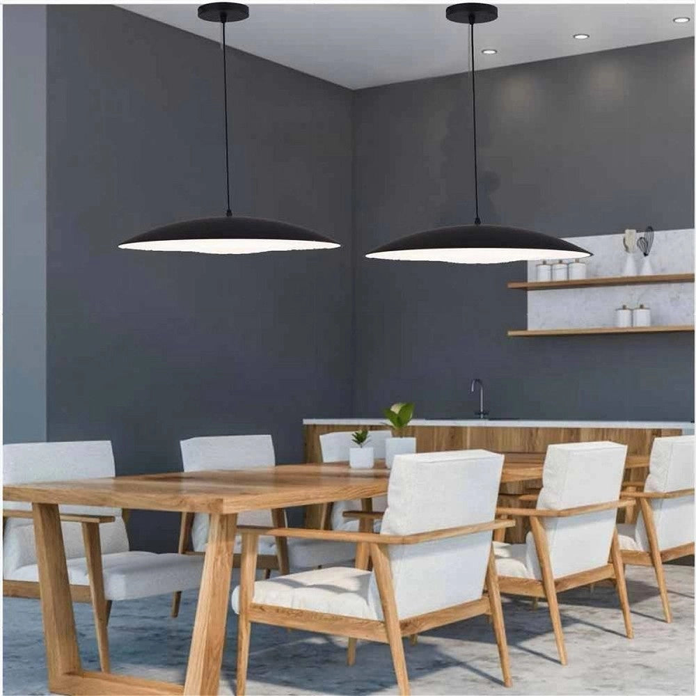 Trade Shop - Lampadario Led A Sospensione 46w 3 Colorazione Luce Dimmerabile Telecomando B81-3c - Nero