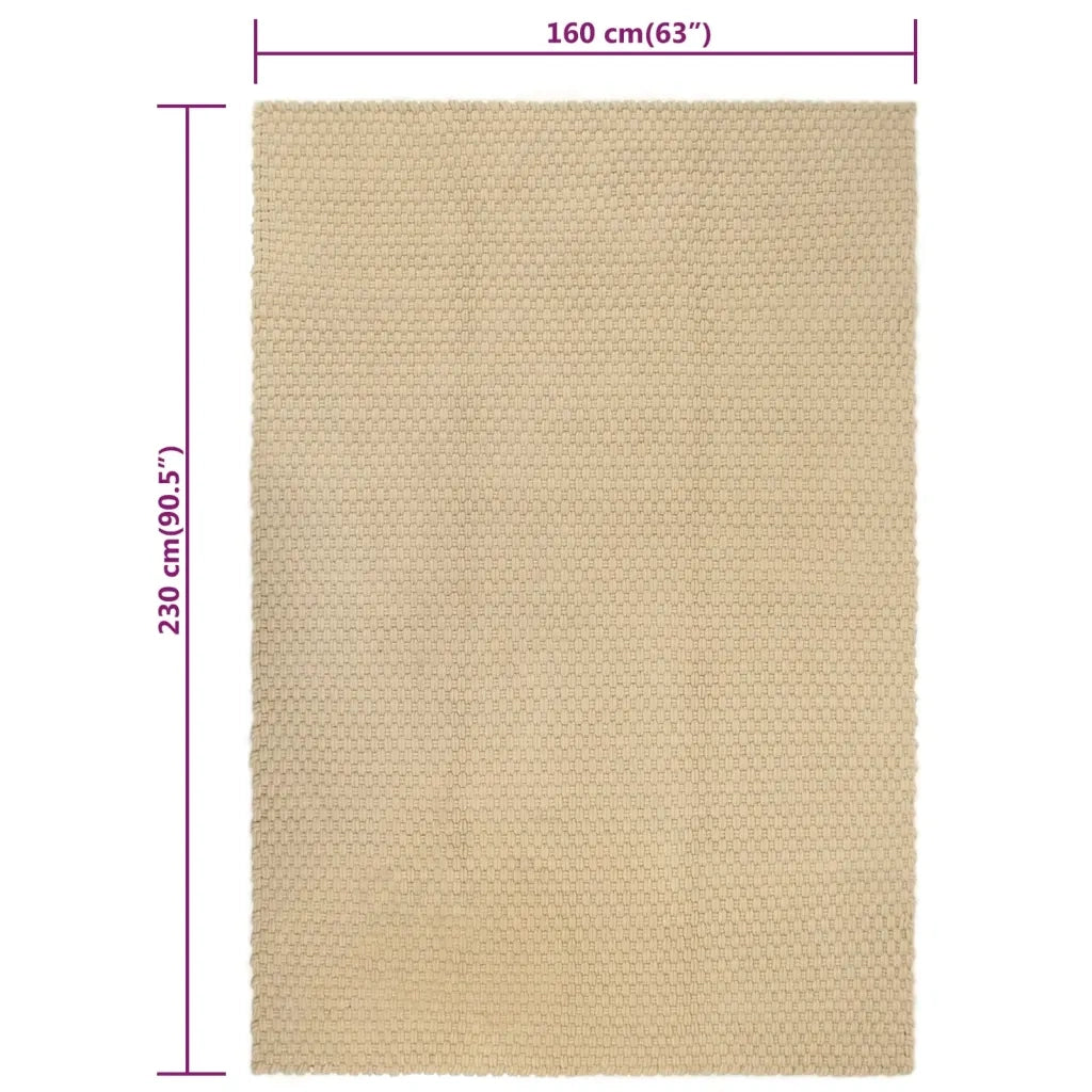 Tappeto del soggiorno | Tappeto Rettangolare Naturale 160x230 cm in Cotone