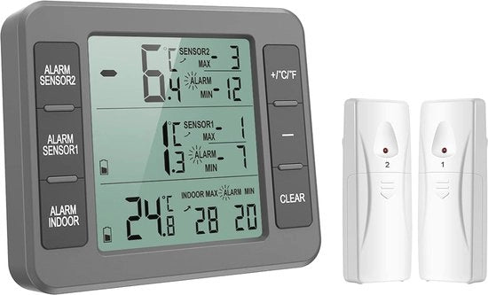 Termometro Digitale per Raffreddatore con Monitoraggio della Temperatura Interna e 2 Sensori Senza Fili