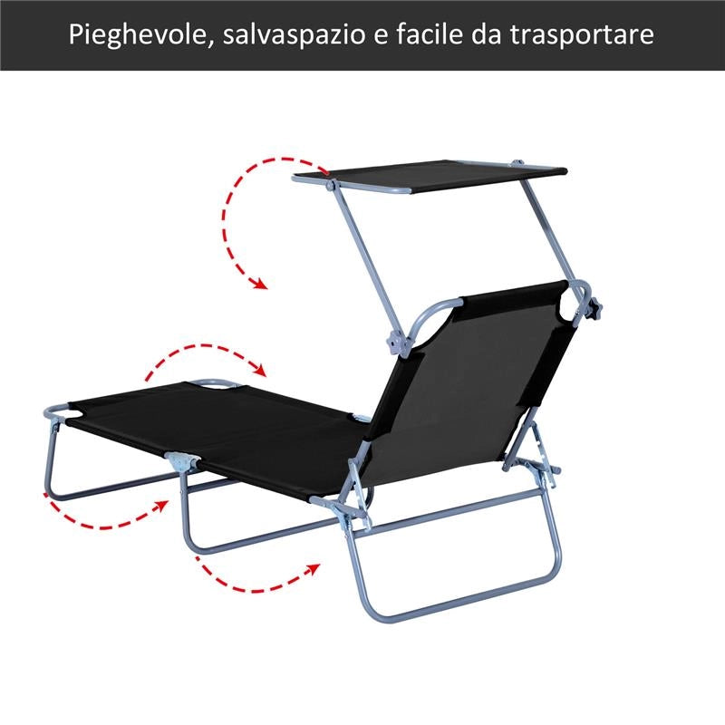 SDRAIO PRENDISOLE CON TETTUCCIO PIEGHVOLE SCHIENALE RECLINABILE NERO