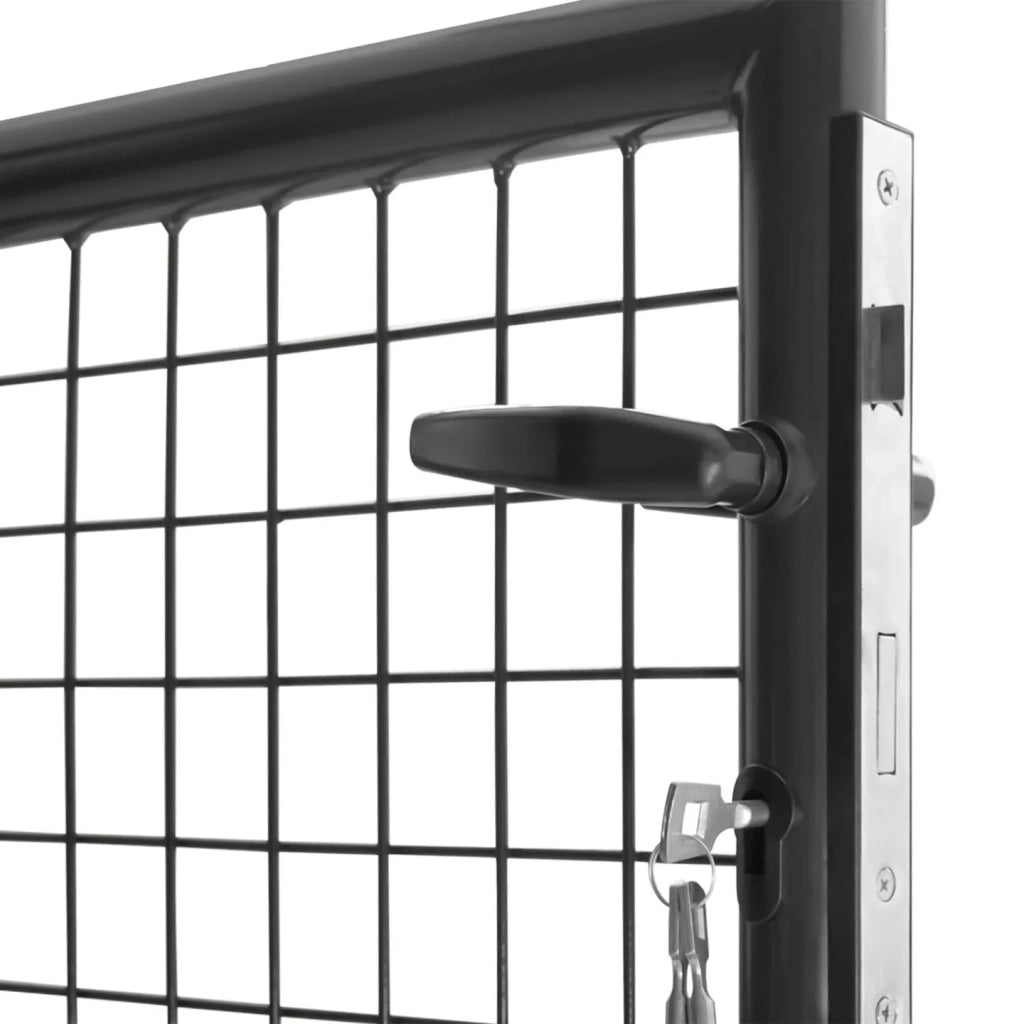 IDMarket - Cancelletto da giardino 105 x 125 cm in acciaio grigio antracite con serratura e maniglia