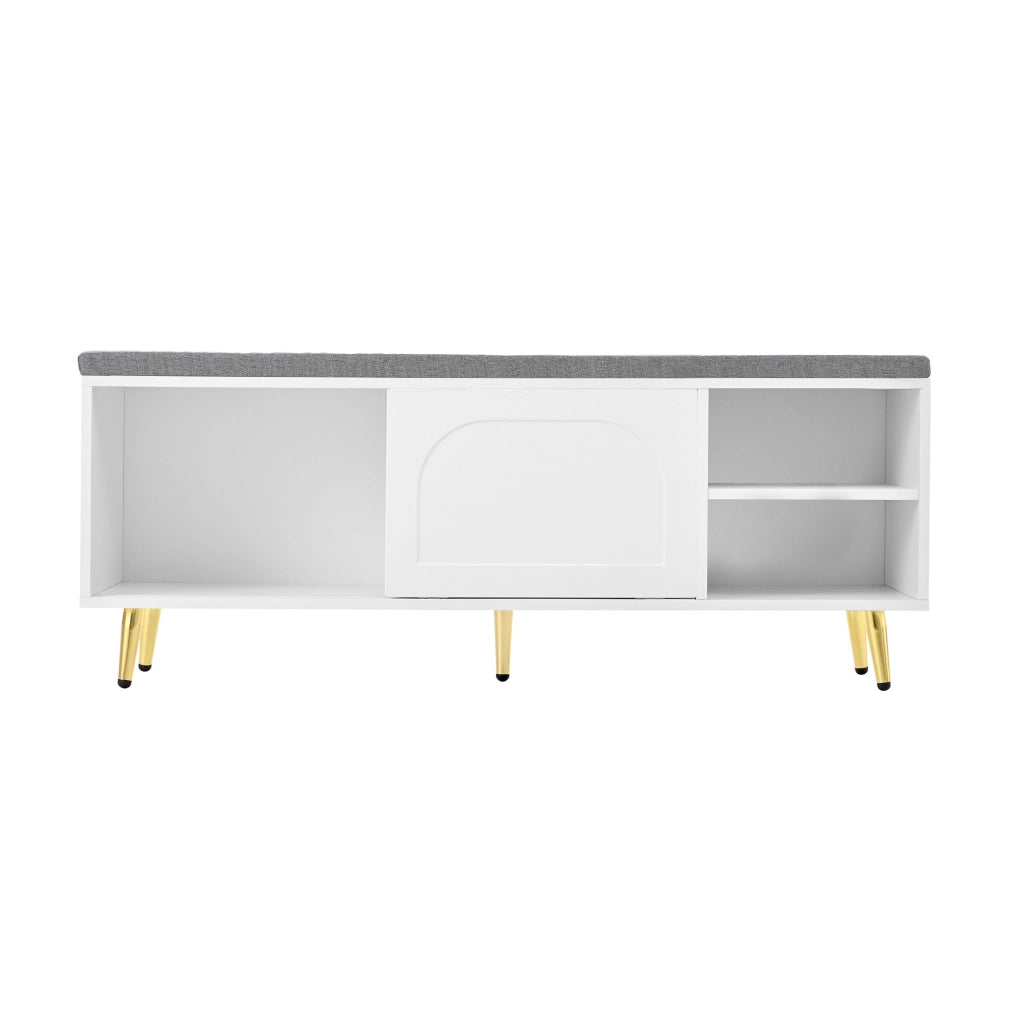 Mobile scarpiera 121x35x49 cm bianco con seduta e vano contenitore
