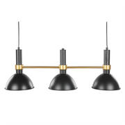 Lampada a sospensione in metallo Nero dorato da 107 cm a 3 luci con paralumi rotondi dal design tradizionale retrò Sala da pranzo Soggiorno
