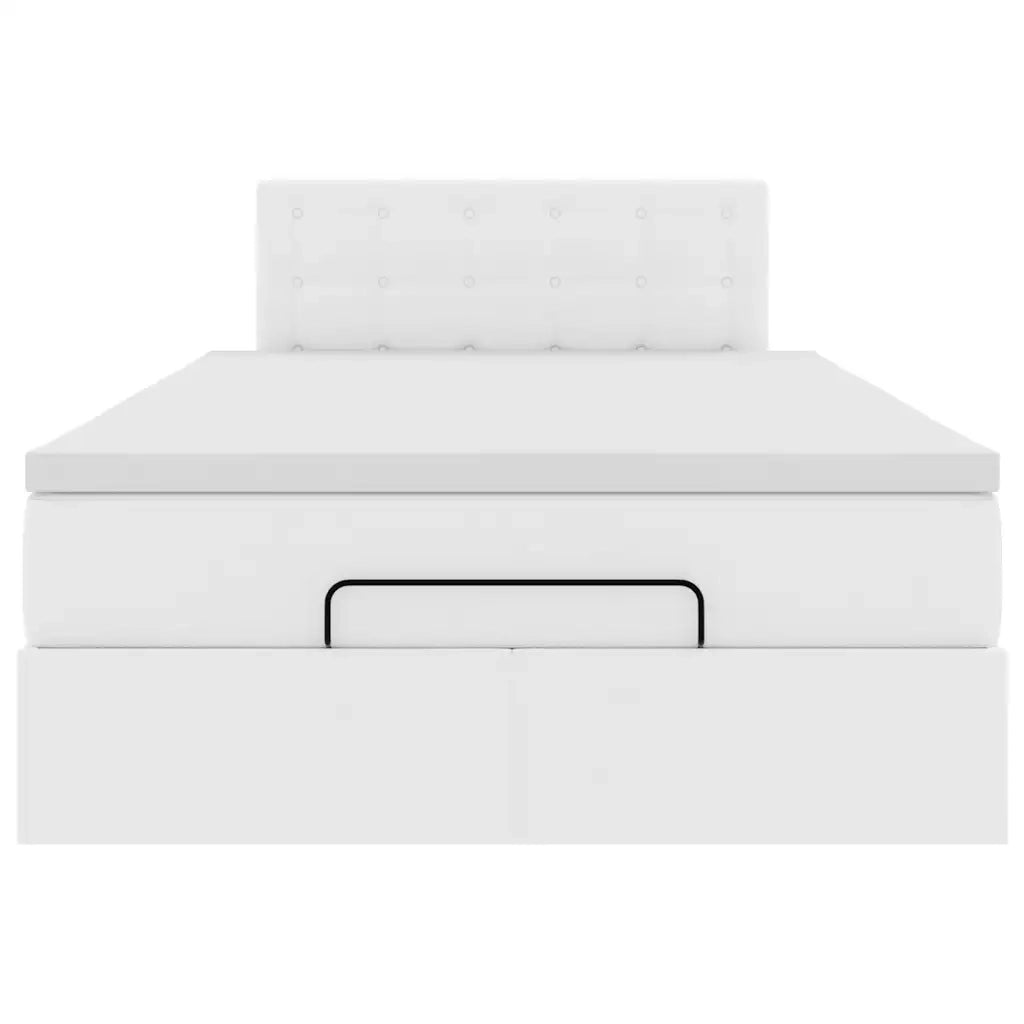 Struttura Letto Pouf con Materasso Bianco 120x200 cm Similpelle 3311299