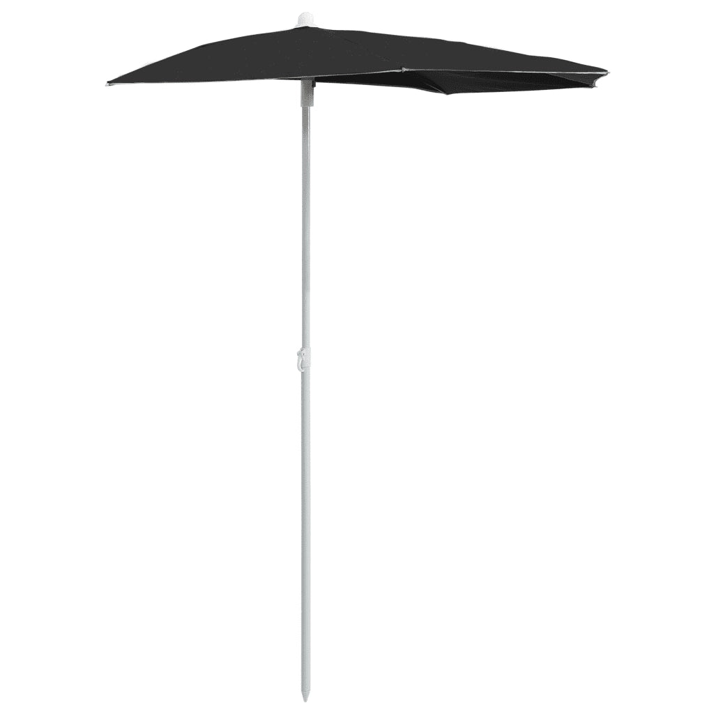 Ombrellone Semicircolare da Giardino con Palo 180x90 cm Nero cod mxl 6650