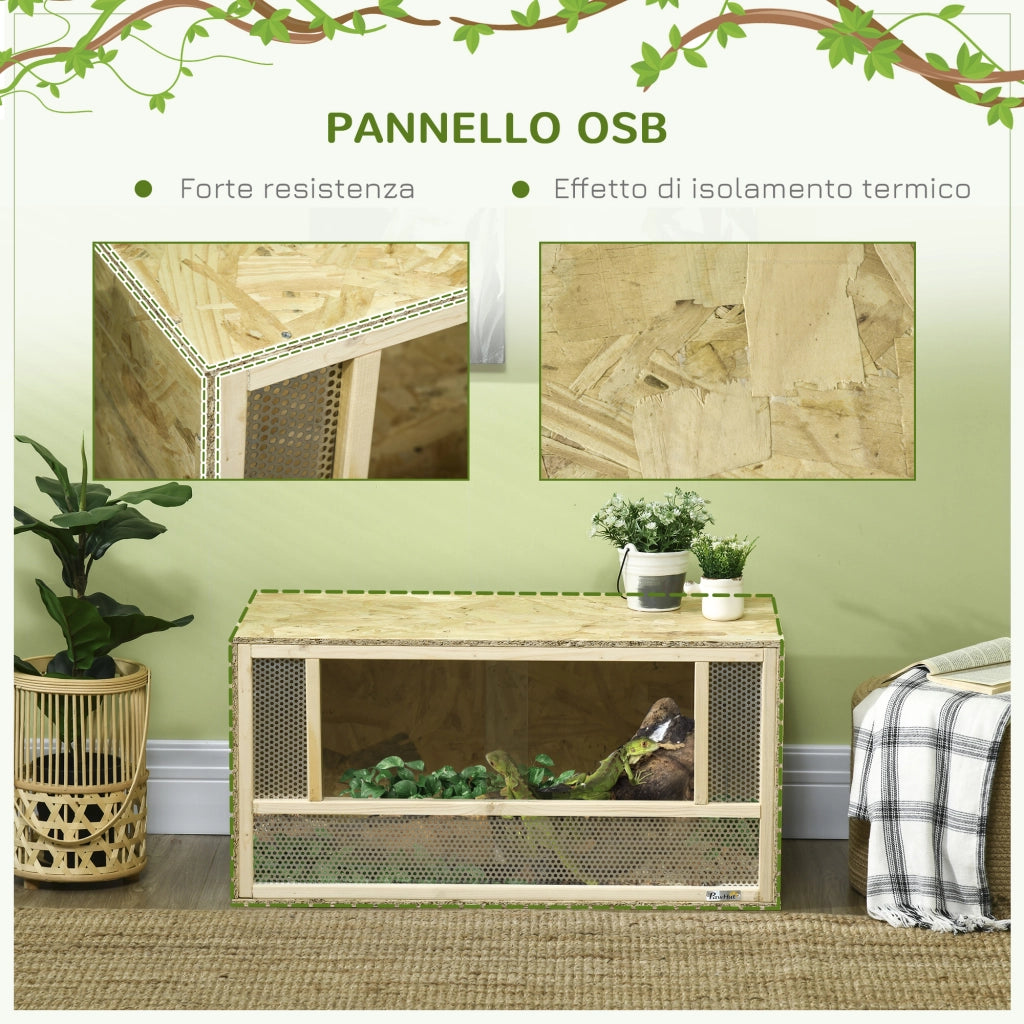 Terrario per Rettili ¨C zephmum ¨C Legno, Vetro, Rete, 40x80x40 cm