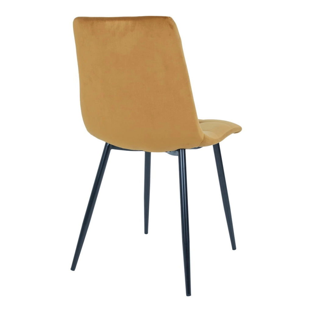 Set 2 sedie da pranzo Middelfart in velluto giallo senape con gambe nere