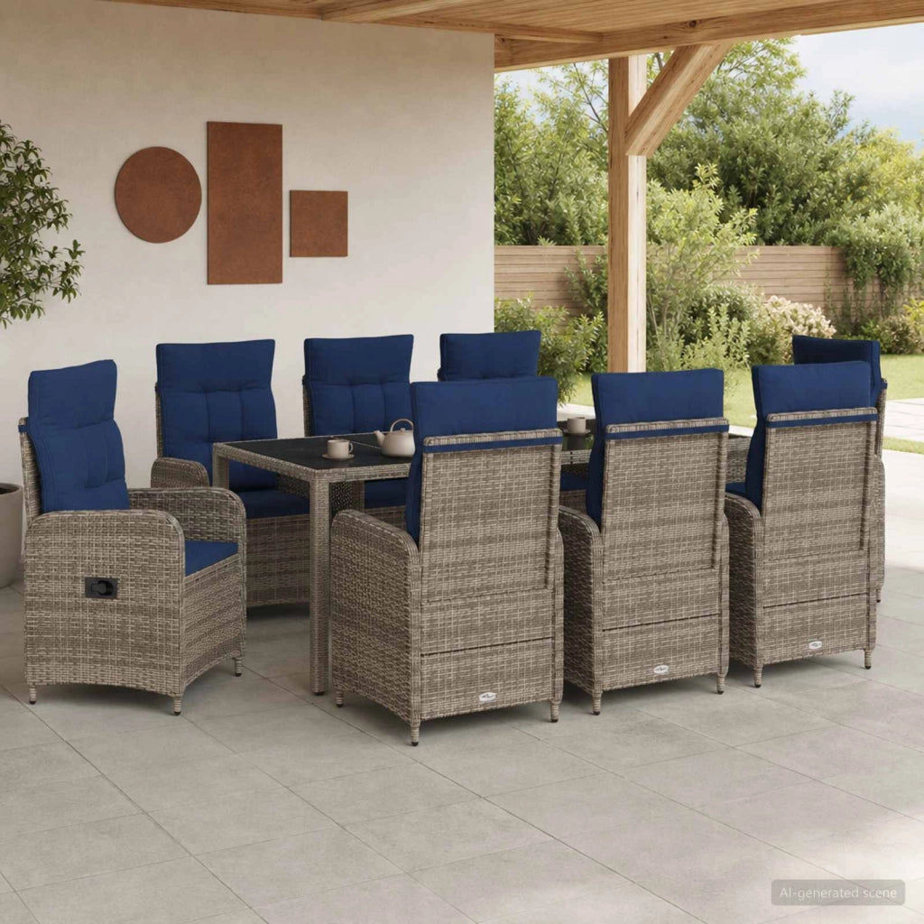 Set da pranzo per esterni 9 pz polyrattan 3422333