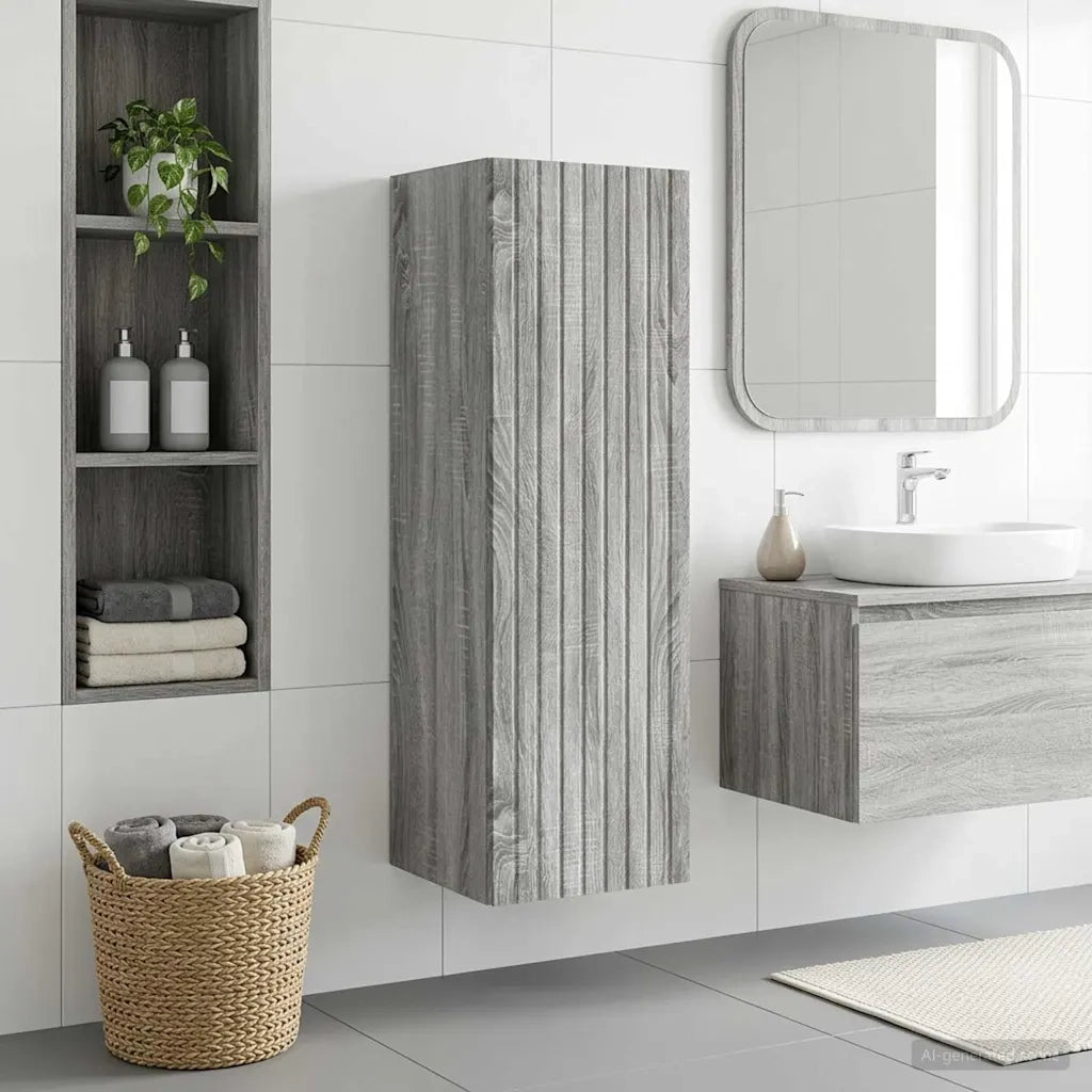 Mobiletto da Bagno a Muro Sonoma grigio 33 x 34,5 x 100 cm