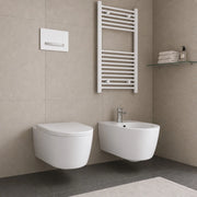 Coppia sanitari sospesi in ceramica serie giunone bianco lucido *** accessori con sedile frizionato, confezione 1