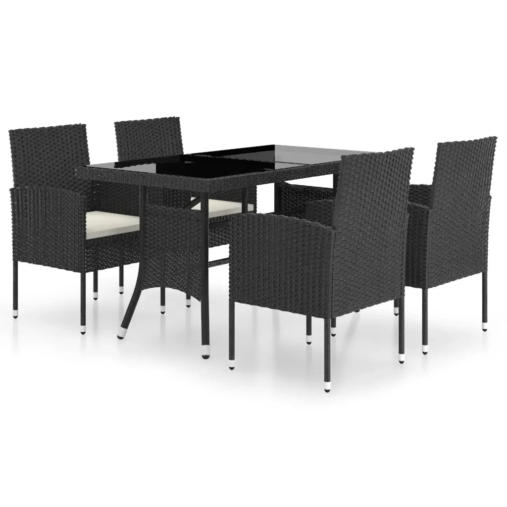 Set Mobili da Pranzo per Giardino 5 pz in Polyrattan Nero 3059416