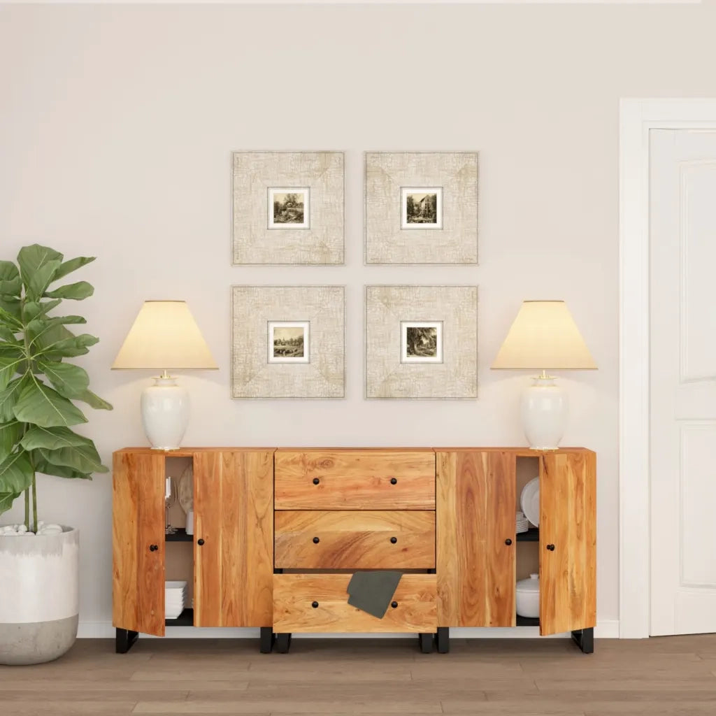 Credenze 3 pz in Legno Massello di Acacia cod mxl 15910