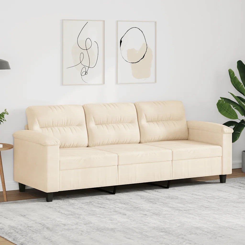 Divano a 3 Posti Beige 180 cm in Tessuto Microfibracod mxl 109375