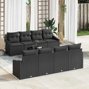 Set di divani con cuscino con cuscino 9 pcs Nero polyrattan 3346653