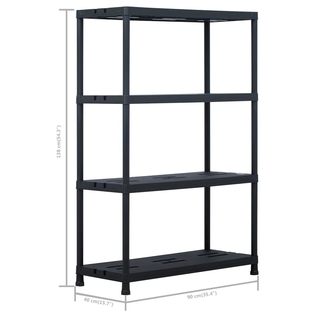 Scaffali 2 pz Nero 220 kg 90x40x138 cm in Plastica 276262