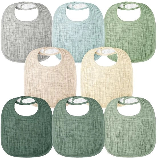 Bambini Muslin Quadrati, 100% Canotta Quadrata, Slabbetji Flessibili, Slabbetji Leggeri per Ragazzi e Ragazze, 8 Pezzi