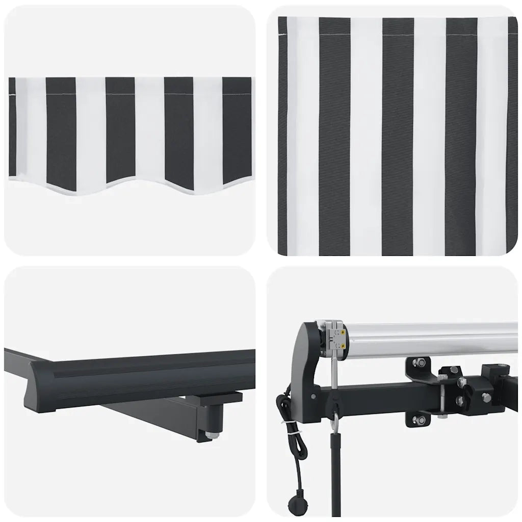 Tenda Retrattile Automatica Antracite e Bianco 600x300 cm 3310245