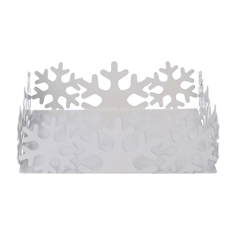 Portatovaglioli metallo fiocco neve bianco quadrato cm 16,5x16,5h5