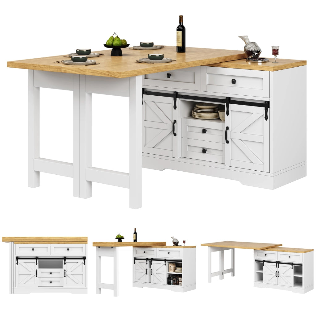 Tavolo da pranzo con armadio laterale; pannelli girevoli a 360°; per cucina; 120-197 × 40 × 72 cm