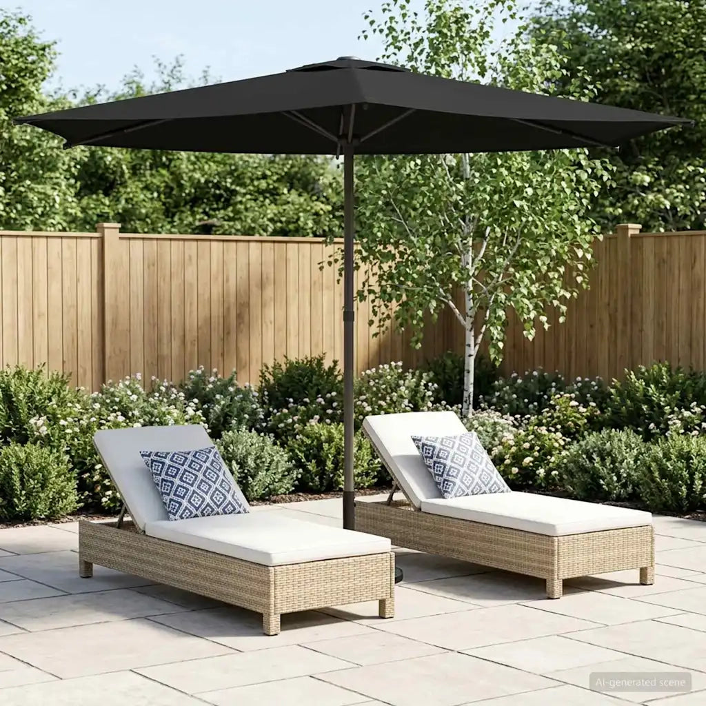 Ombrello da giardino 270 x 270 cm Poliestere Rettangolare Nero 42036191