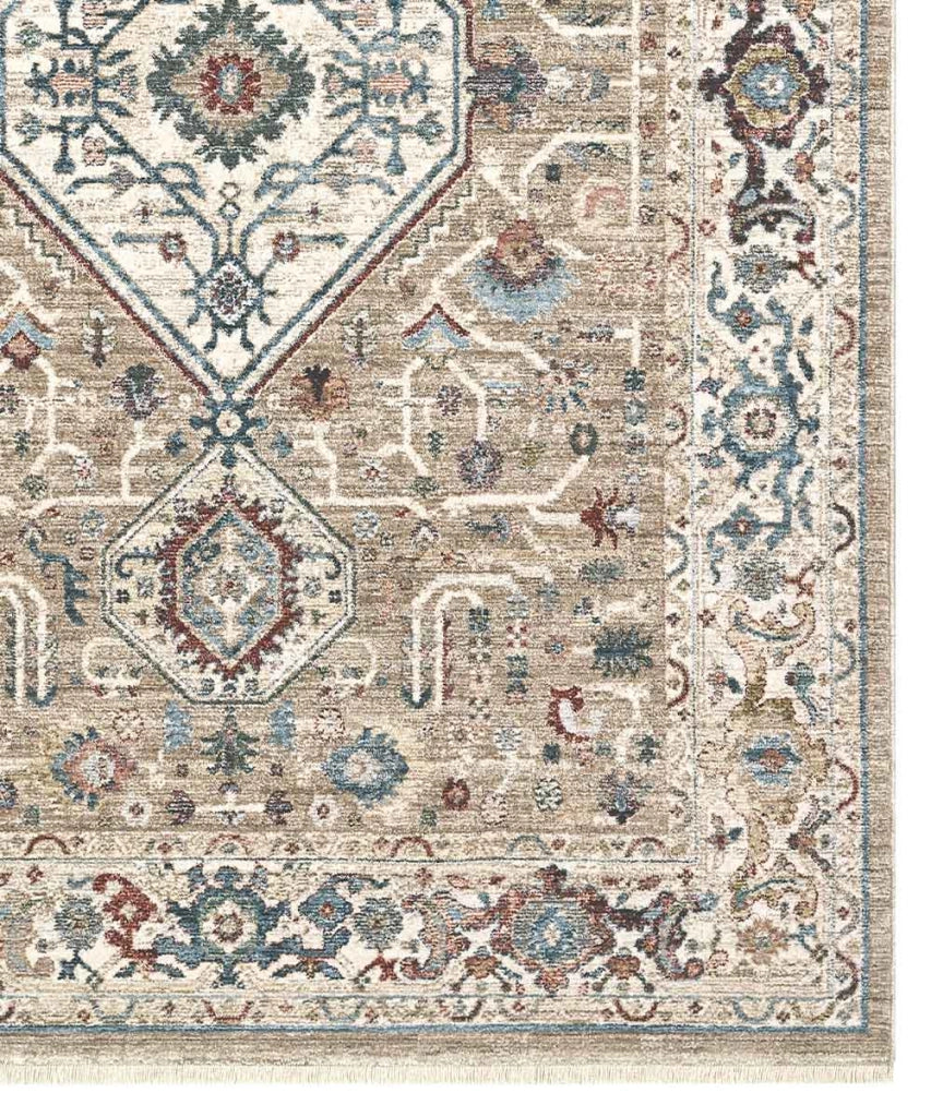 Tappeto orientale MURCIA J9642-E22575 cm.200x310 motivo persiano stile classico tradizionale colore avorio beige per salotto soggiorno camera da letto