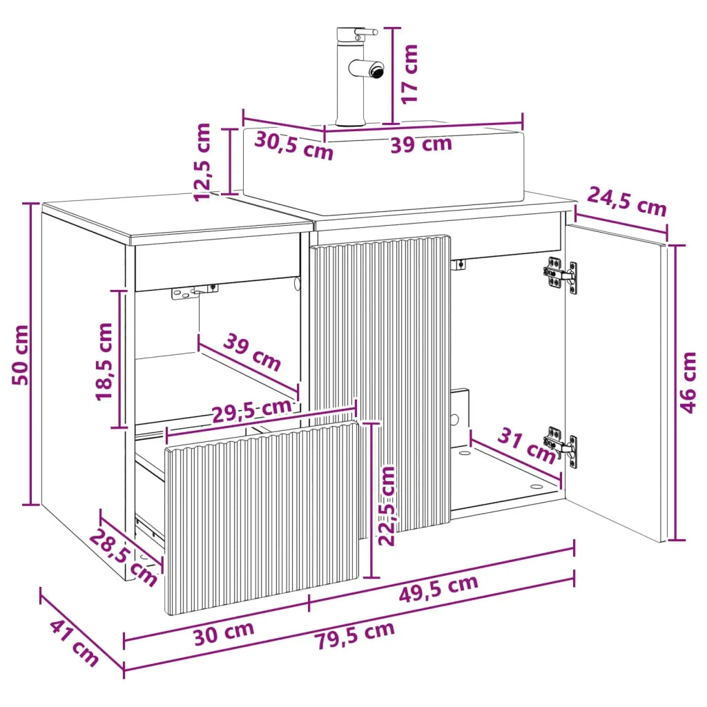 Set di mobili per il bagno 2 pz Legno antico 3404062