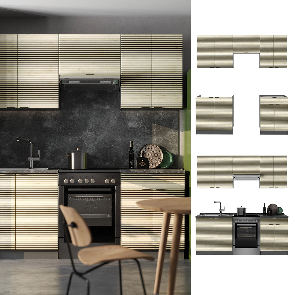 Cucina componibile Fame-Line Pannello in quercia/Antracite 200 cm, PL Antracite Vicco