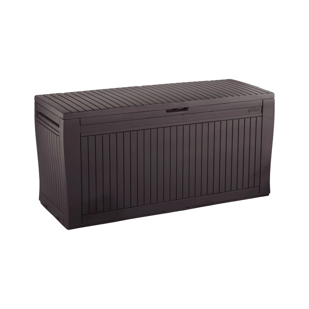 Cassapanca outdoor Gatineau, Baule da giardino, Contenitore da esterno, Panchina contenitore da esterno, 117x45 h57 cm, Marrone