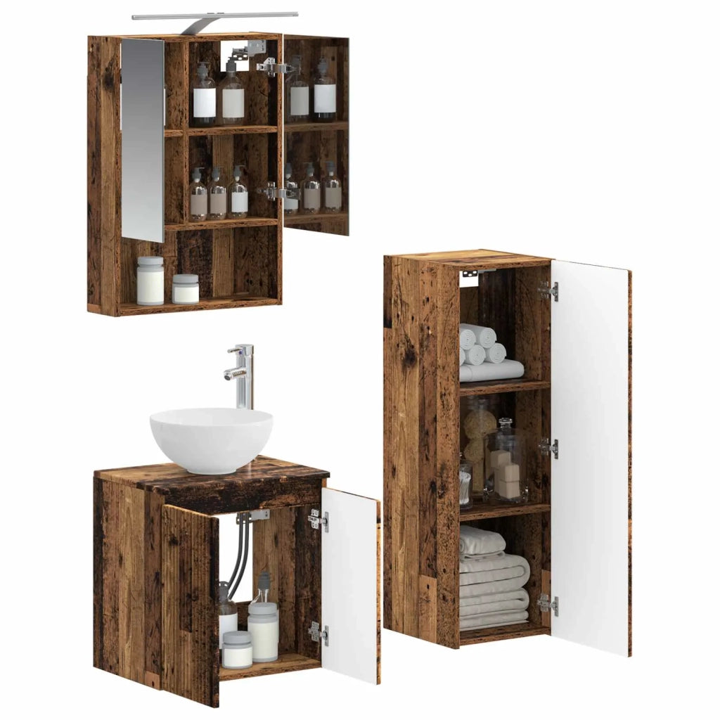 Set di mobili per il bagno 4 pcs Legno antico 3407421