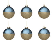 Palline di Natale in Vetro Divisa Blu e Oro Decorazioni Addobbi Albero Halfway Diametro: 80 mm