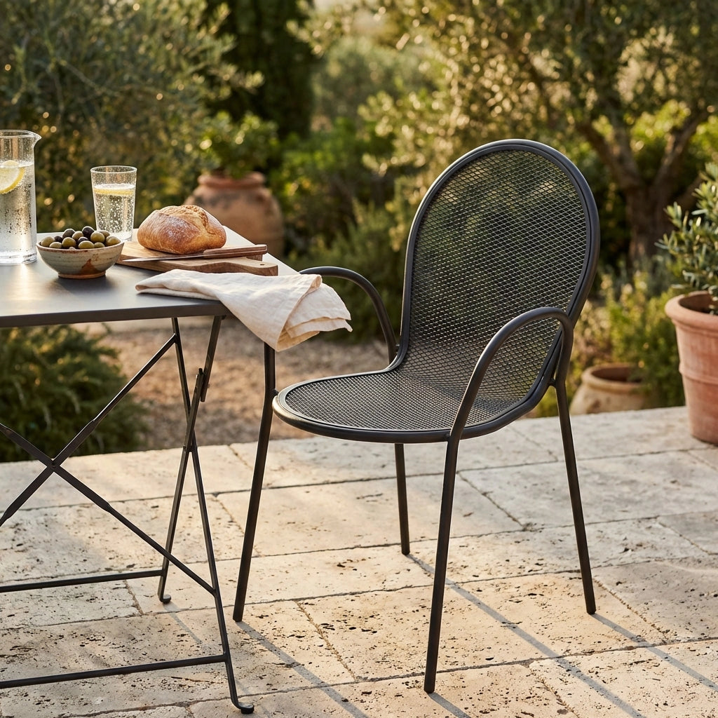 Poltrona da Giardino Impilabile in Acciaio cm 51x61x90 - JOEL