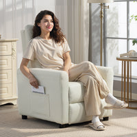 Poltrona Reclinabile 135° Max 73x86x100 cm in Tessuto Effetto Lino Bianco Crema