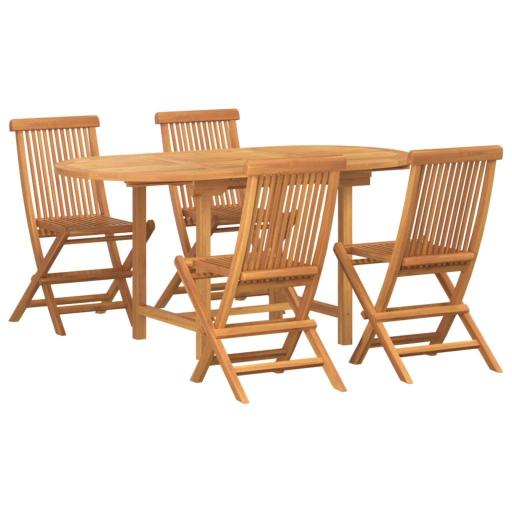 Set da pranzo da giardino a 5 pezzi in legno massello di teak