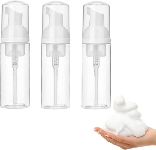 Dispensatore di sapone schiuma trasparente da viaggio, riutilizzabile, con 3 contenitori da 50 ml, portatile