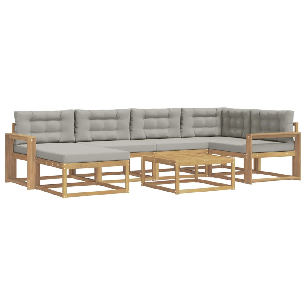 Set di divani da esterno 7 pcs Bianco e Grigio Chiaro