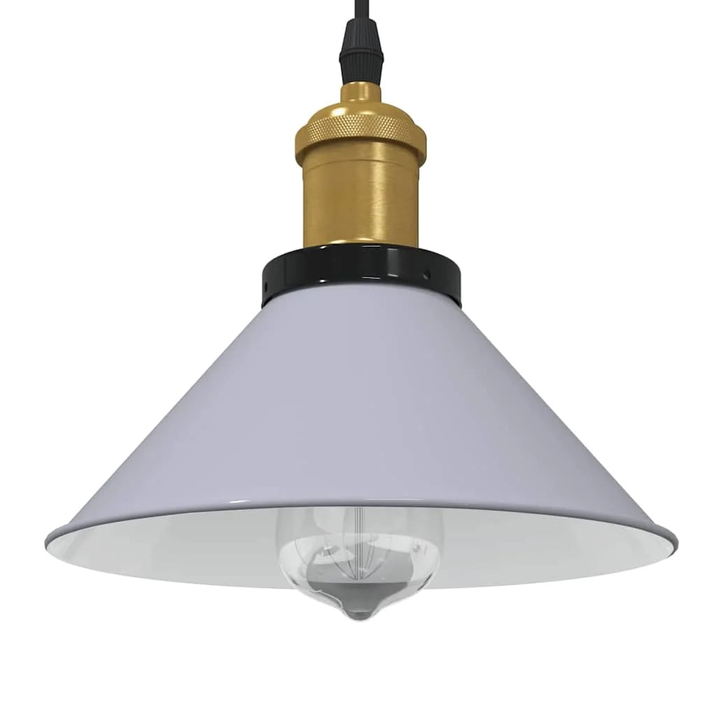 Lampada a sospensione vintage regolabile altezza 224 cm Ø 22 x 10 cm atmosfera accogliente arredamento moderno in metallo grigio 02_0058013