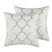 Set di 2 cuscini Decorativi Bianchi con Motivo a geometrico bianco e dorato 45 x 45 cm marocchino accessori glamour arredamento