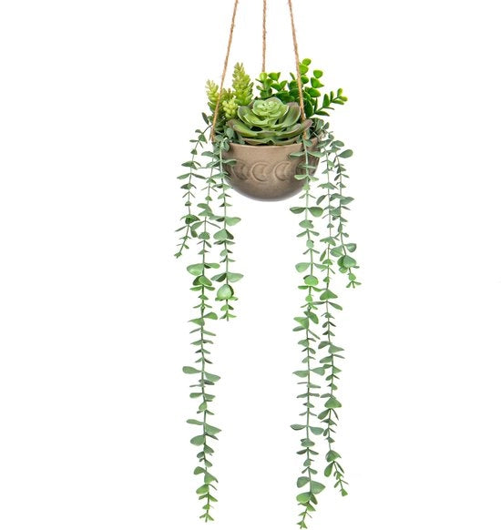 Pianta di Finto Vetro con Vasca, Pianta Artificiale in Vasca Ceramica, Pianta di Finto Vetro per Camera da Letto, Bagno, Cucina, Ufficio, Decorazione Interna 50CM