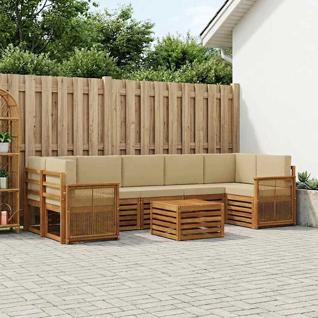 Set di divani da esterno 8 pz Naturale e Beige 3384149
