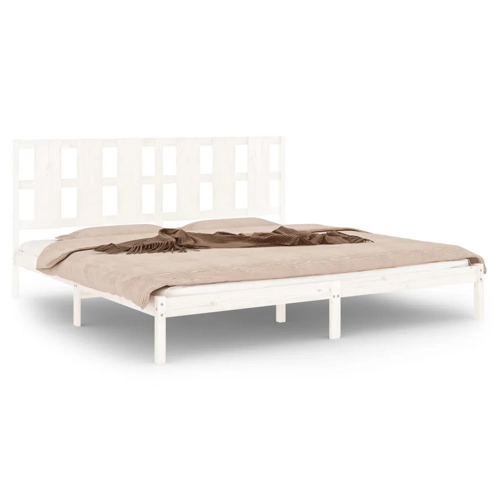 Giroletto senza Materasso-Struttura Letto Bianco 200x200 cm Legno Massello Pino 881927