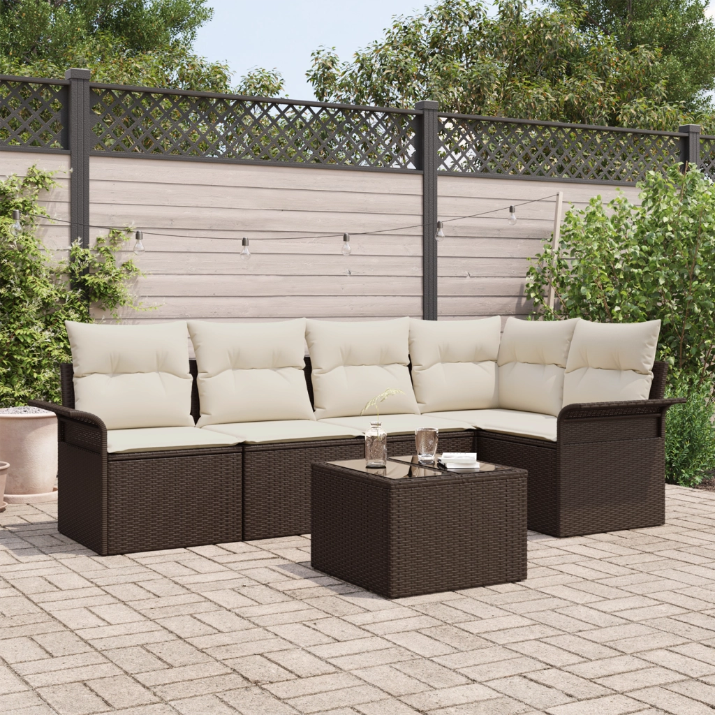 Set divano da giardino da 5 pezzi con cuscini grigi in polyrattan