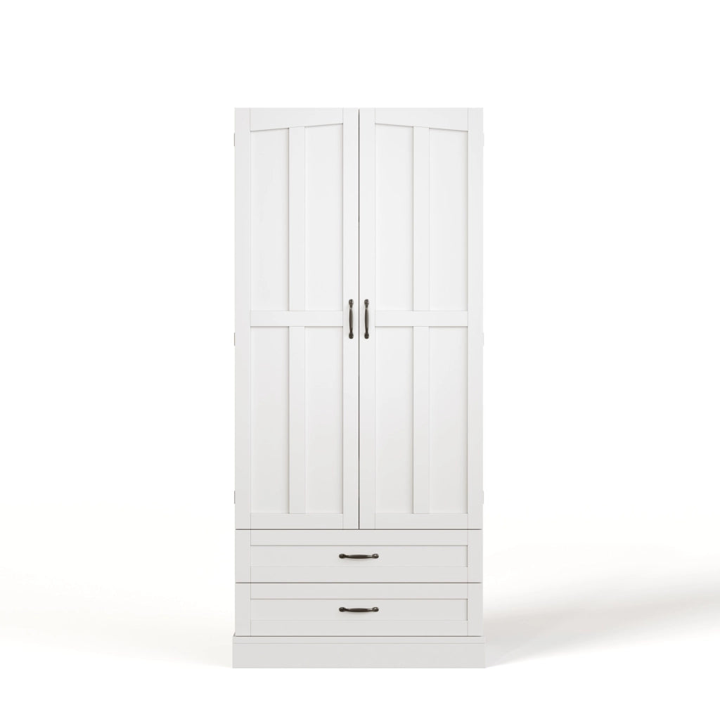 Armadio alto da cucina con 3 ripiani estraibili e 2 cassetti; 180x80x37;5 cm; bianco