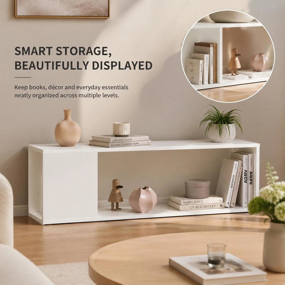TV Cabinet, White, 100x24x32 Cm, Wood-based Material