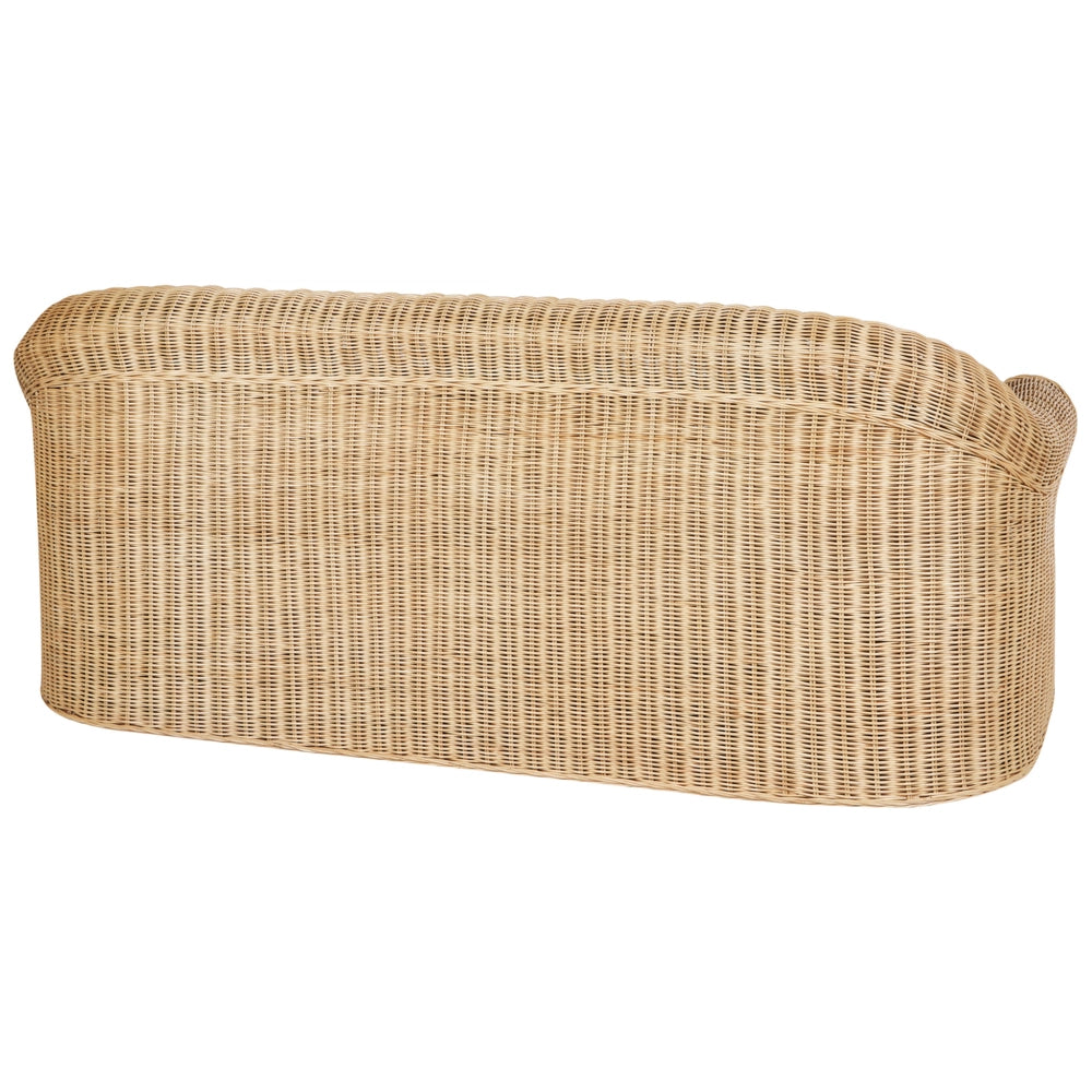 Set di divani da giardino a 5 posti in rattan naturale con cuscini in tessuto di cotone a media resistenza per esterni