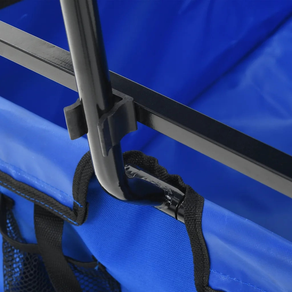 Carrello Pieghevole a Mano con Tettuccio in Acciaio Blu CFW9444641
