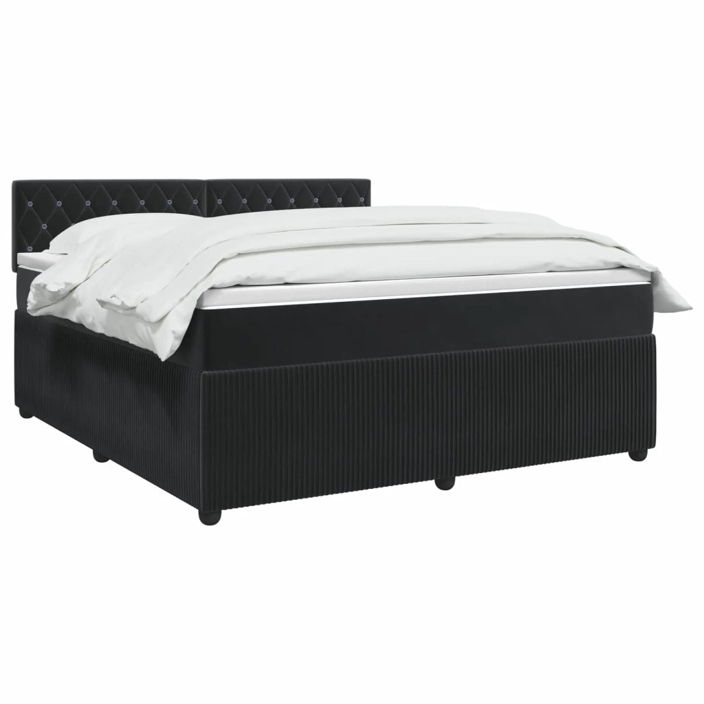 Letto box spring con materasso Nero 140 x 200 cm Velluto 3451687